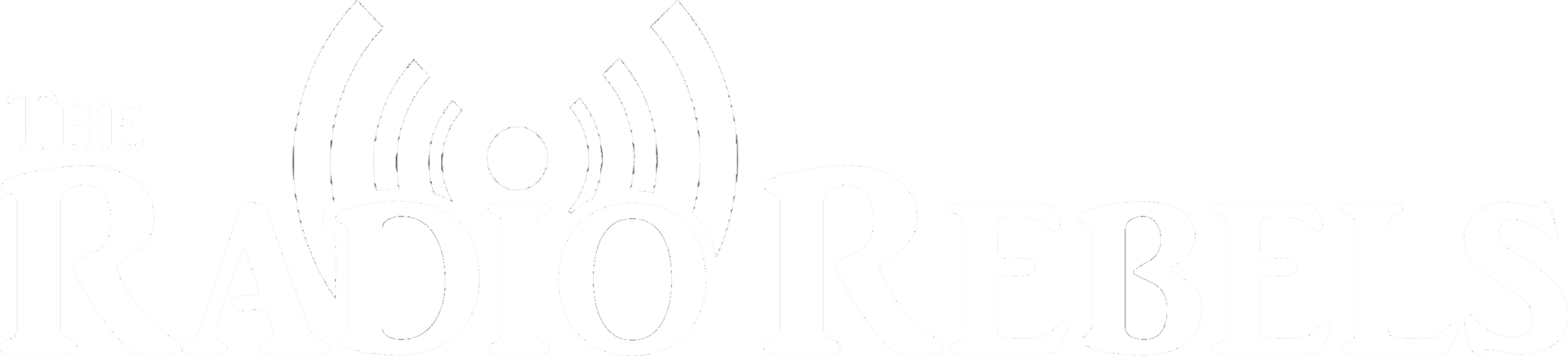 A black and white image of the word radio.